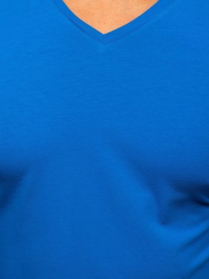 Camisa a manga larga sin estampado con cuello en "v" para hombre color azul Bolf 172008