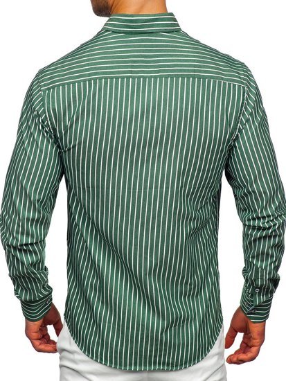 Camisa a rayas con manga larga para hombre color verde Bolf 20731
