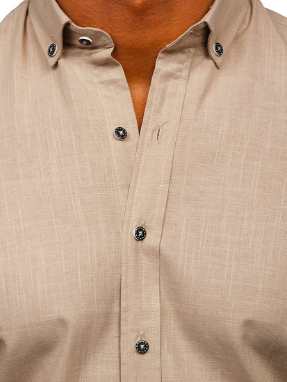 Camisa de manga corta para hombre beige Bolf 20501