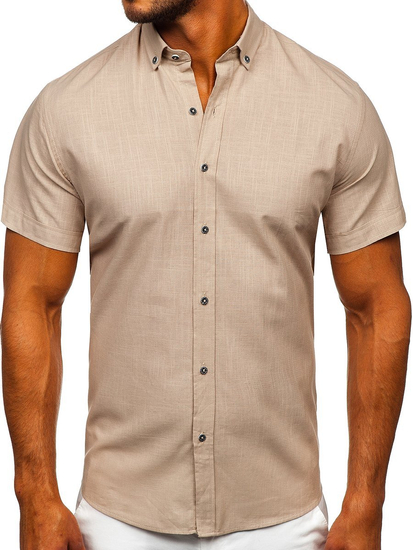 Camisa de manga corta para hombre beige Bolf 20501