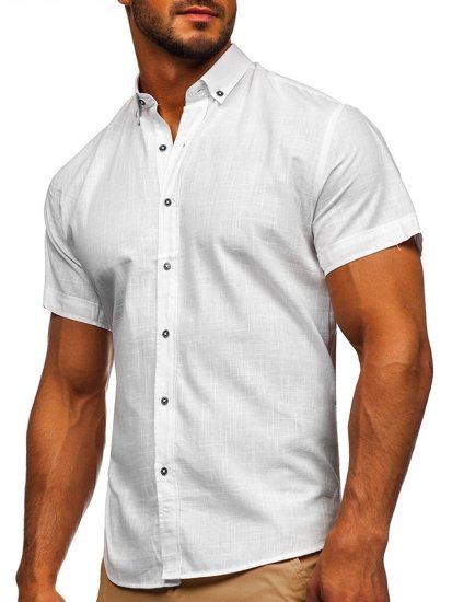 Camisa de manga corta para hombre blanco Bolf 20501