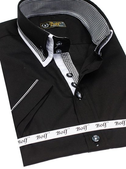 Camisa de manga corta para hombre negro Bolf 3520