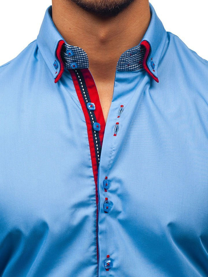Camisa de manga larga elegante para hombre azul celeste Bolf 2785