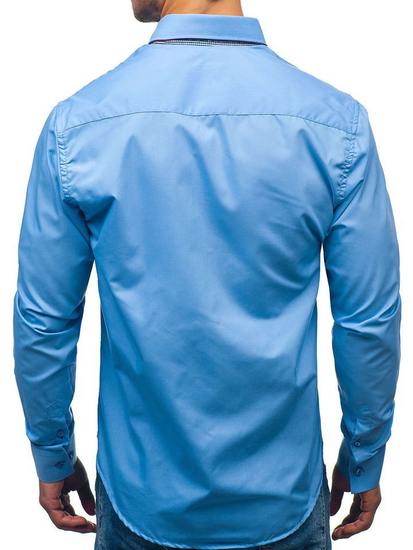 Camisa de manga larga elegante para hombre azul celeste Bolf 2785