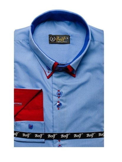 Camisa de manga larga elegante para hombre azul celeste Bolf 2785