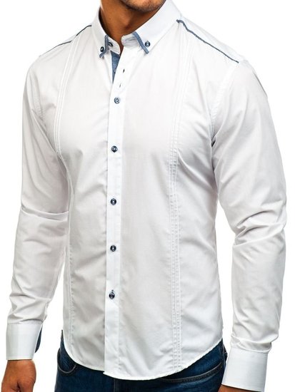 Camisa de manga larga elegante para hombre blanca Bolf 8821