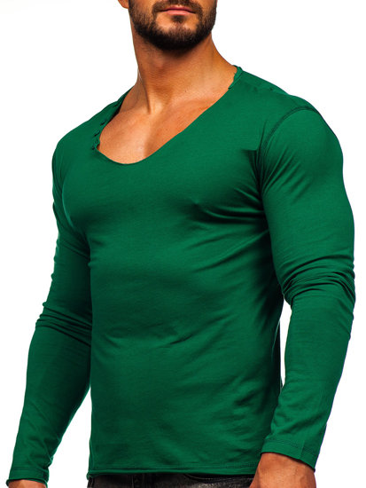 Camisa de manga larga lisa para hombre verde Bolf 547