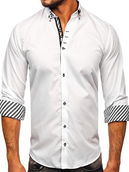 Camisa de manga larga para hombre blanco Bolf 3762