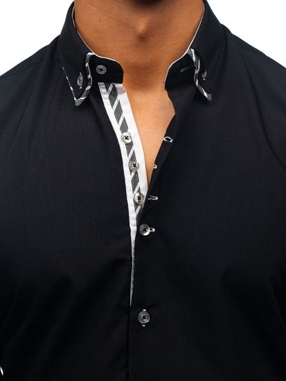 Camisa de manga larga para hombre negra Bolf 3762