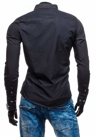 Camisa de manga larga para hombre negra Bolf 5720-1
