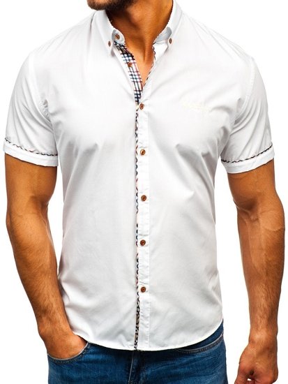 Camisa elegante con mangas cortas para hombre blanca Bolf 5509-1
