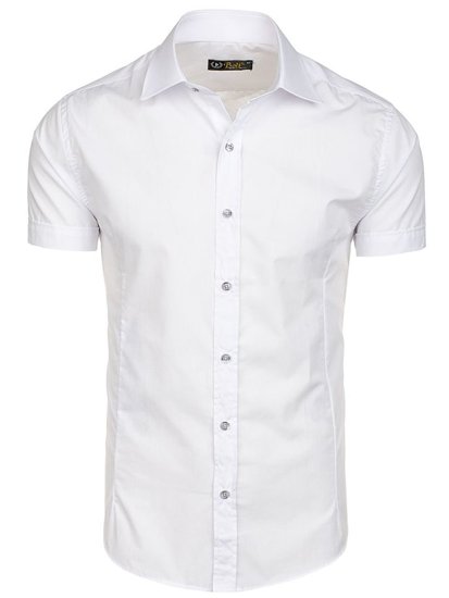 Camisa elegante de manga corta para hombre blanco Bolf 7501