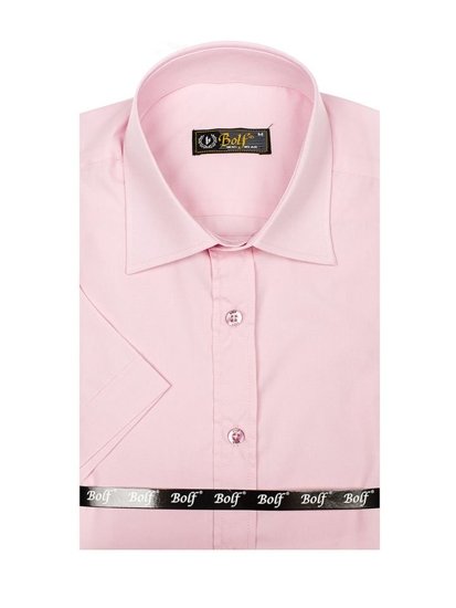 Camisa elegante de manga corta para hombre rosa Bolf 7501