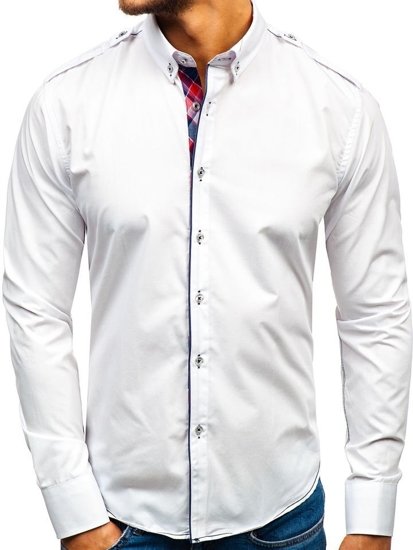 Camisa elegante de manga larga para hombre blanca Bolf 1758