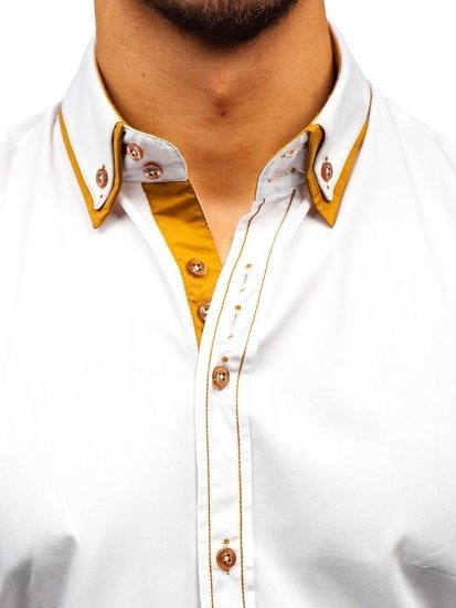 Camisa elegante de manga larga para hombre blanca Bolf 3703