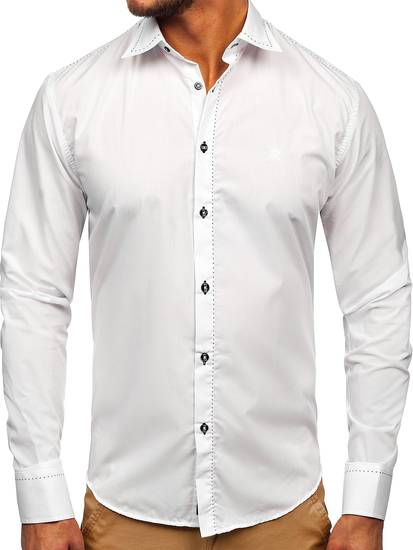 Camisa elegante de manga larga para hombre blanca Bolf 4719