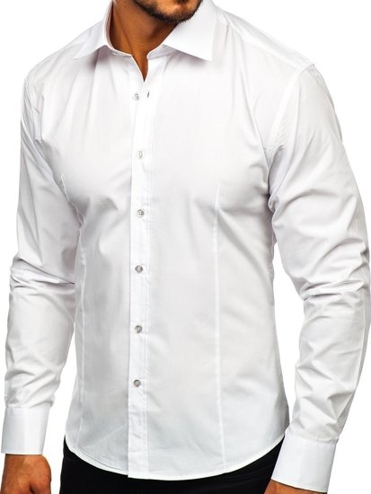 Camisa elegante de manga larga para hombre blanco Bolf 1703