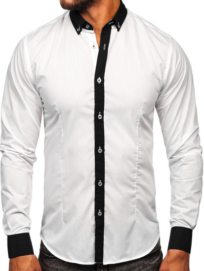 Camisa elegante de manga larga para hombre blanco Bolf 21750