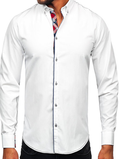 Camisa elegante de manga larga para hombre blanco Bolf 22732