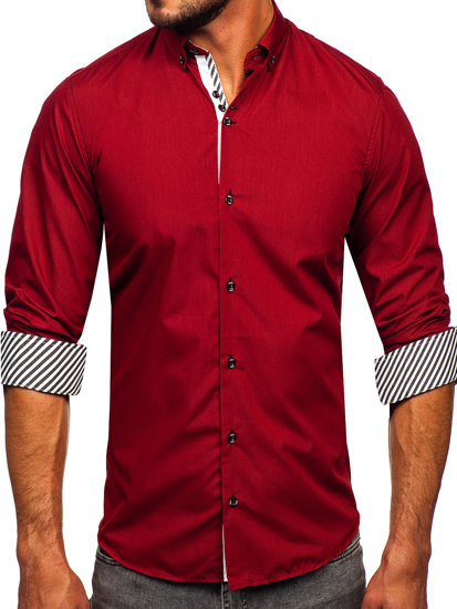 Camisa elegante de manga larga para hombre burdeos Bolf 5796-1