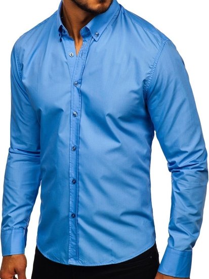 Camisa elegante de manga larga para hombre celeste Bolf 5821