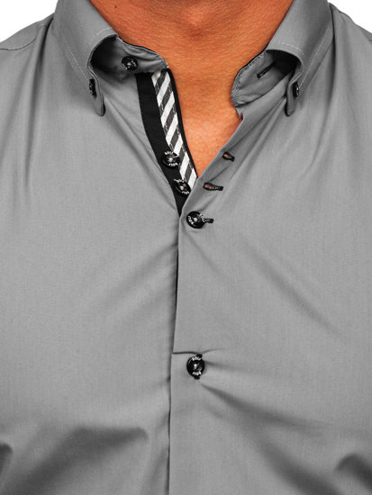 Camisa elegante de manga larga para hombre gris Bolf 5796-1