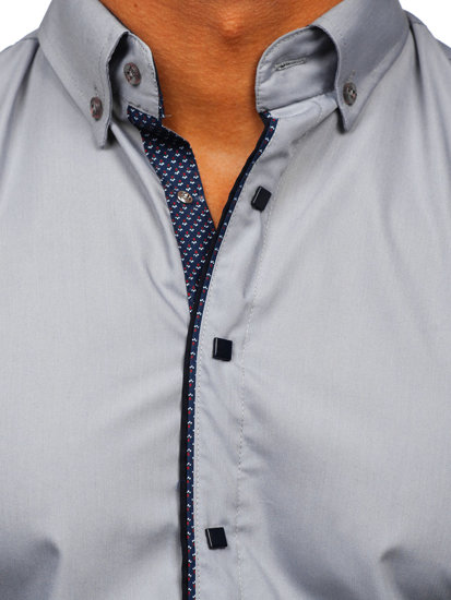 Camisa elegante de manga larga para hombre gris Bolf 7724-1