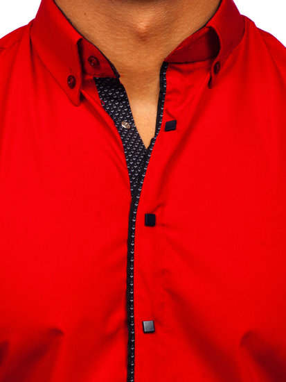 Camisa elegante de manga larga para hombre roja Bolf 7724-1