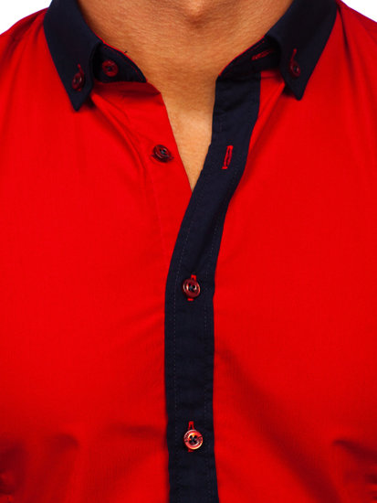 Camisa elegante de manga larga para hombre rojo Bolf 21750