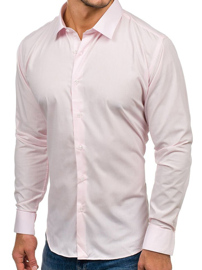 Camisa elegante de manga larga para hombre rosa Bolf TS100