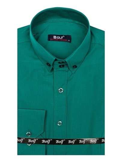 Camisa elegante de manga larga para hombre verde Bolf 5821-1