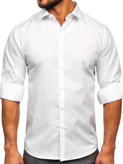Camisa elegante slim fit de manga larga para hombre blanco Bolf MS13