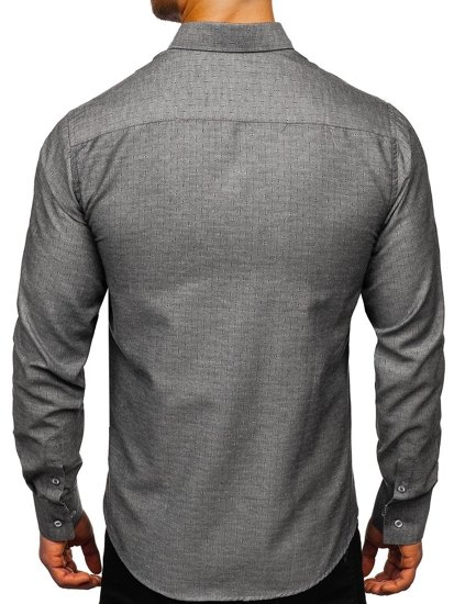 Camisa estampada de manga larga para hombre grafito Bolf 8843