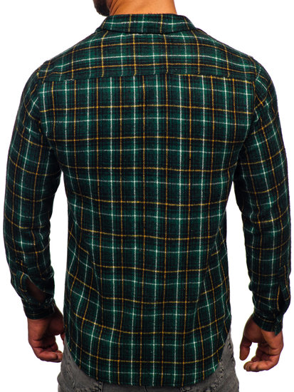 Camisa flanela de manga larga para hombre verde Bolf 20731-2