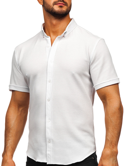 Camisa muselina de manga corta para hombre blanco Bolf 2013