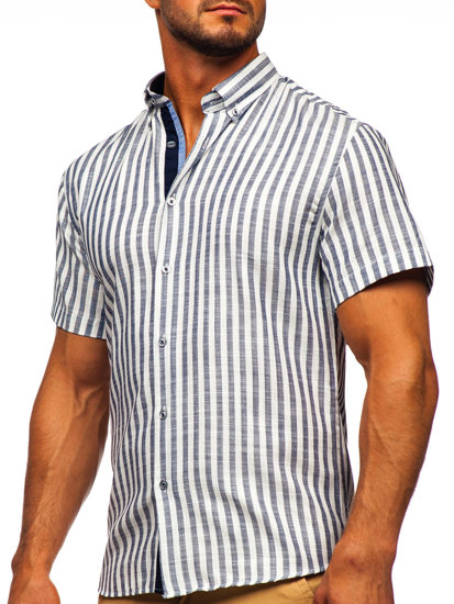 Camiseta a manga corta a cuadros para hombre color azul oscuro Bolf 21500