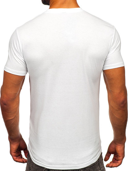 Camiseta algodón de manga corta con bolsillo para hombre blanco Bolf 14507