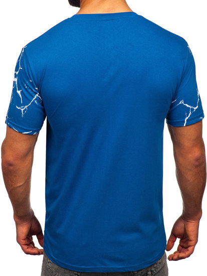 Camiseta algodón de manga corta con impresión para hombre azul Bolf 14717
