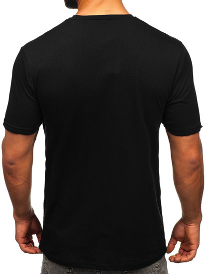 Camiseta algodón de manga corta con impresión para hombre negro Bolf 14790