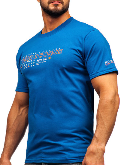 Camiseta algodón de manga corta para hombre azul Bolf 14732