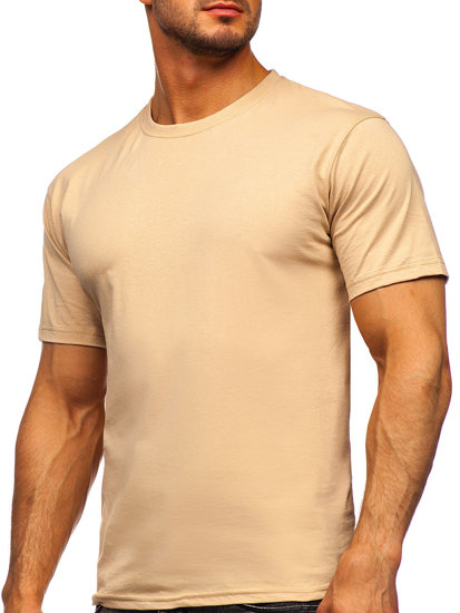 Camiseta algodón sin impresión para hombre beige Bolf 192397