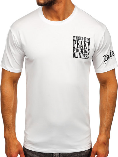 Camiseta con aplicaciones para hombre color blanco Bolf 21008