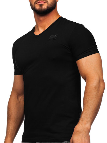 Camiseta con escote de pico con impresión para hombre negro Bolf MT3030