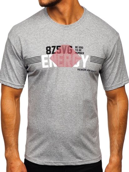 Camiseta de manga corta con estampado para hombre gris Bolf 14333