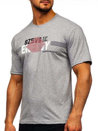 Camiseta de manga corta con estampado para hombre gris Bolf 14333