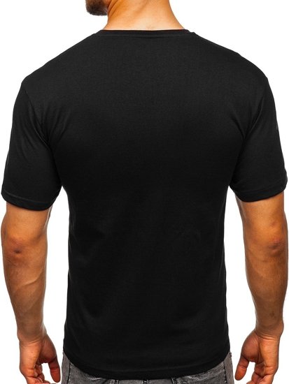 Camiseta de manga corta con estampado para hombre negro Bolf 14315