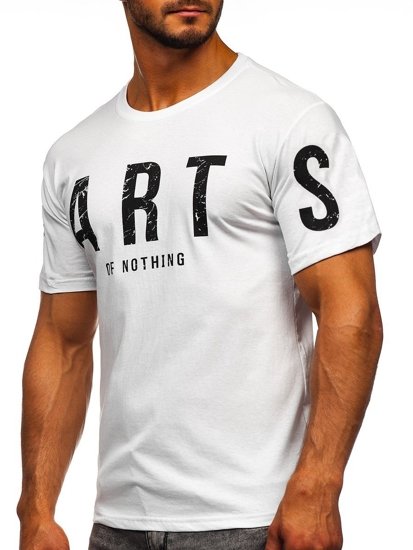 Camiseta de manga corta con impresión para hombre blanco Bolf 1180