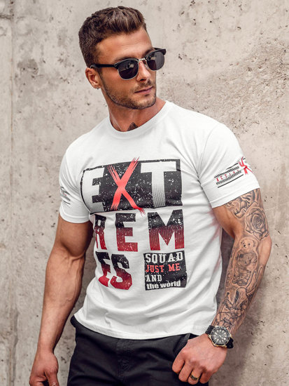 Camiseta de manga corta con impresión para hombre blanco Bolf 14312A