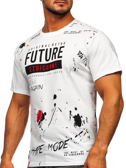 Camiseta de manga corta con impresión para hombre blanco Bolf 14476