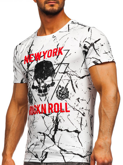 Camiseta de manga corta con impresión para hombre blanco Bolf Y70030